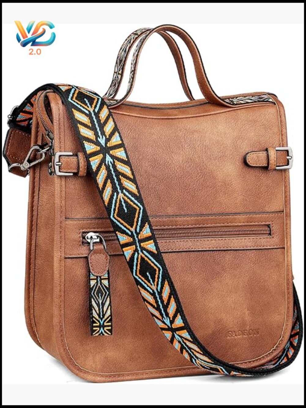 Crossbody Bag PU Leather Top Handle Handbag Wide Strap Structured Design